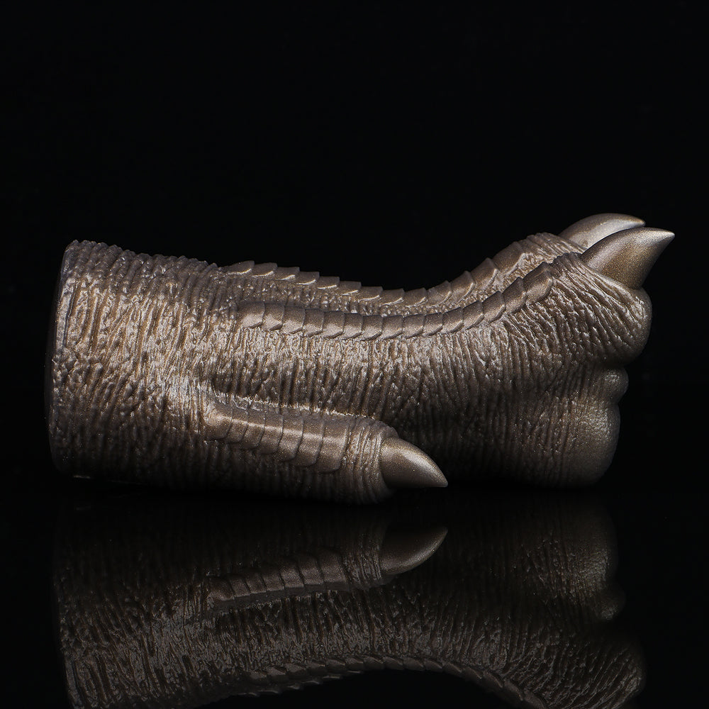 Bronze textured single channel monster paw cover with curved claw and toe tips