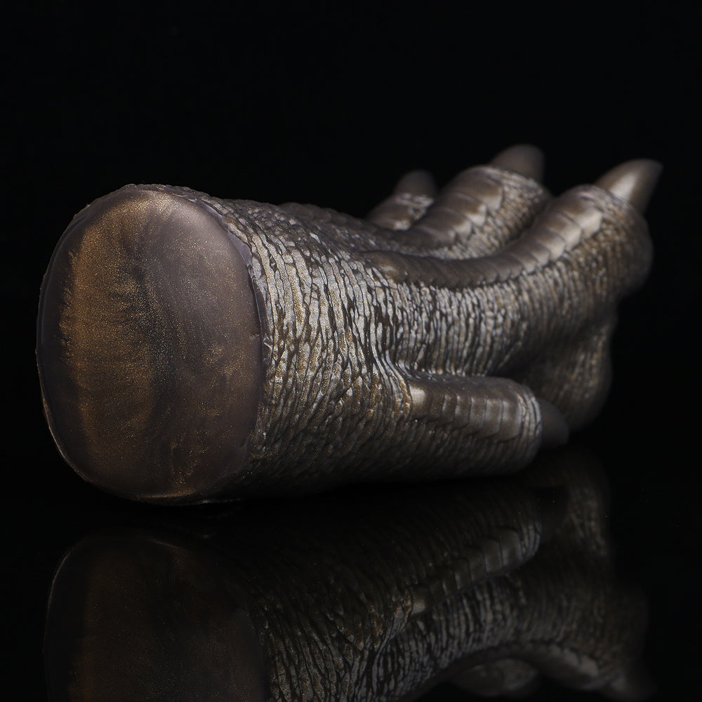 Bronze textured curled monster paw cover with ridged surface and rounded toes