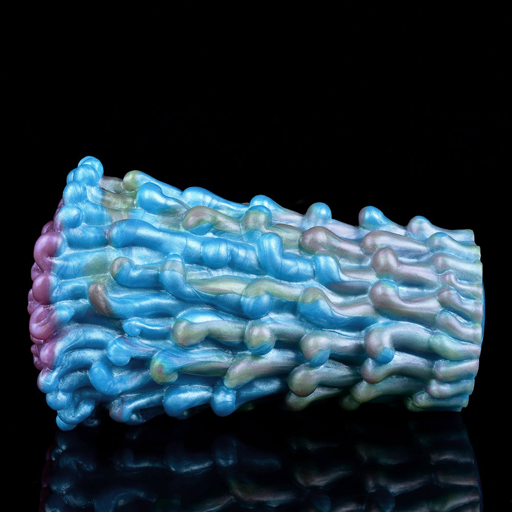 Masturbator mit geriffelter Alien-Struktur, blaue und silbrig-grüne Knubbel