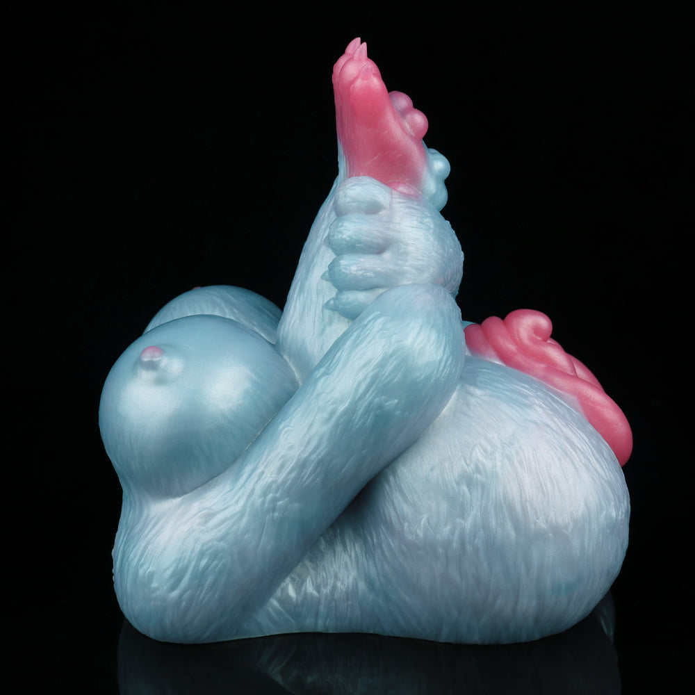 Light blue animal-themed Fleshlight with tall pink back crest and pink side opening