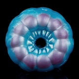 Alien fantasy male masturbator end tip with blue and purple eye-shaped opening