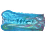 Alien fantasy male masturbator, side profile with blue iridescent molded alien details