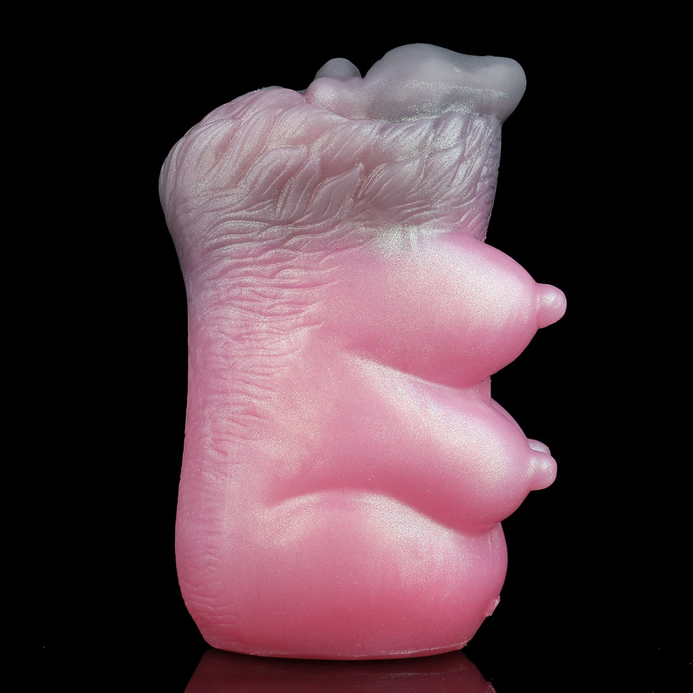 Dual-hole fantasy animal fleshlight, pink with textured openings