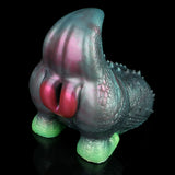 Fantasy-Masturbator, Nahansicht Schrägseite; Schuppenoberfläche, grüne Basis, rosa Zapfen