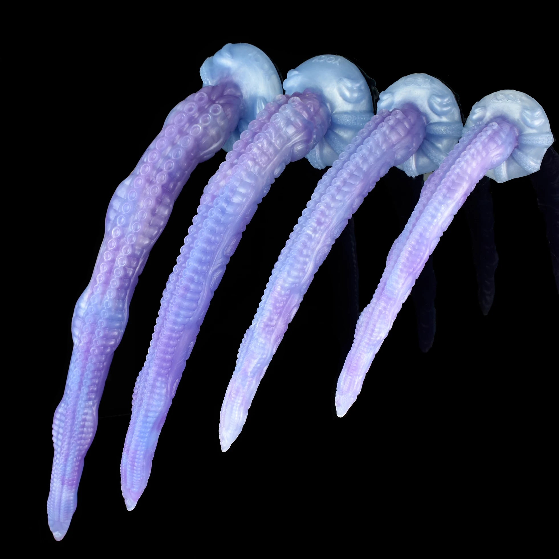 Tentacle dildo, light purple with raised suction-cup pattern and bulbous head