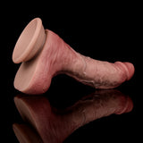 Rosa Dildo mit breiter Basis-Scheibe und gebogenem Schaft, detaillierte Oberfläche