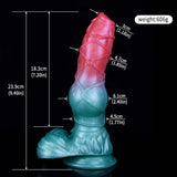 Knotted alien dildo size 23.9 cm, weight 606 g (pink and blue).