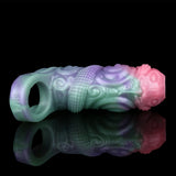 Pastel silicone alien sleeve extender with textured grip and curved open end