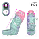 Pastel silicone alien sleeve extender with open ring end and textured body