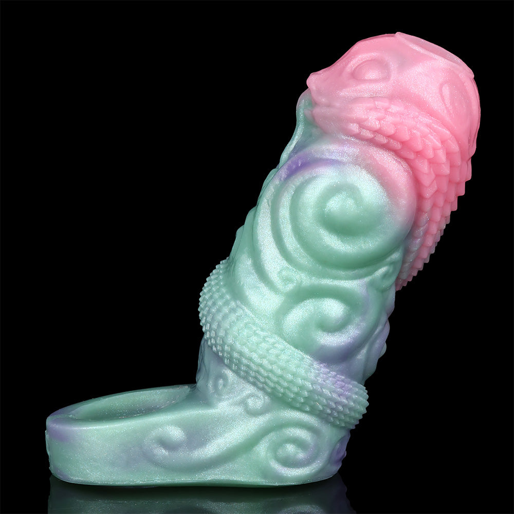Pastel silicone alien sleeve extender with raised swirl face and open cup