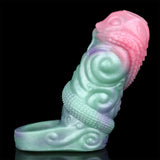 Pastel silicone alien sleeve extender with raised swirl face and open cup