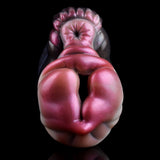 Rabbit-faced sex toy with glossy pink front, dark gray head, realistic ear creases