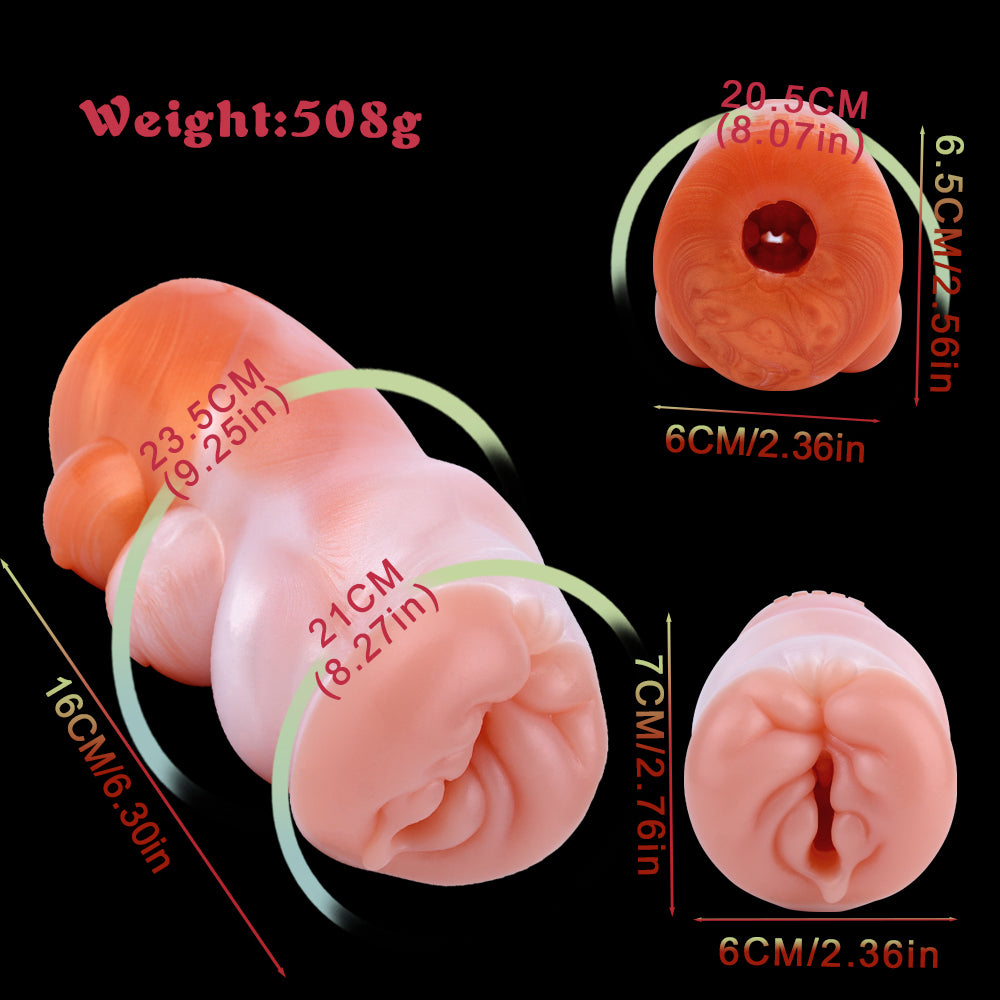 Lyka the Alpha Canine Fleshlight—size diagram showing length and width