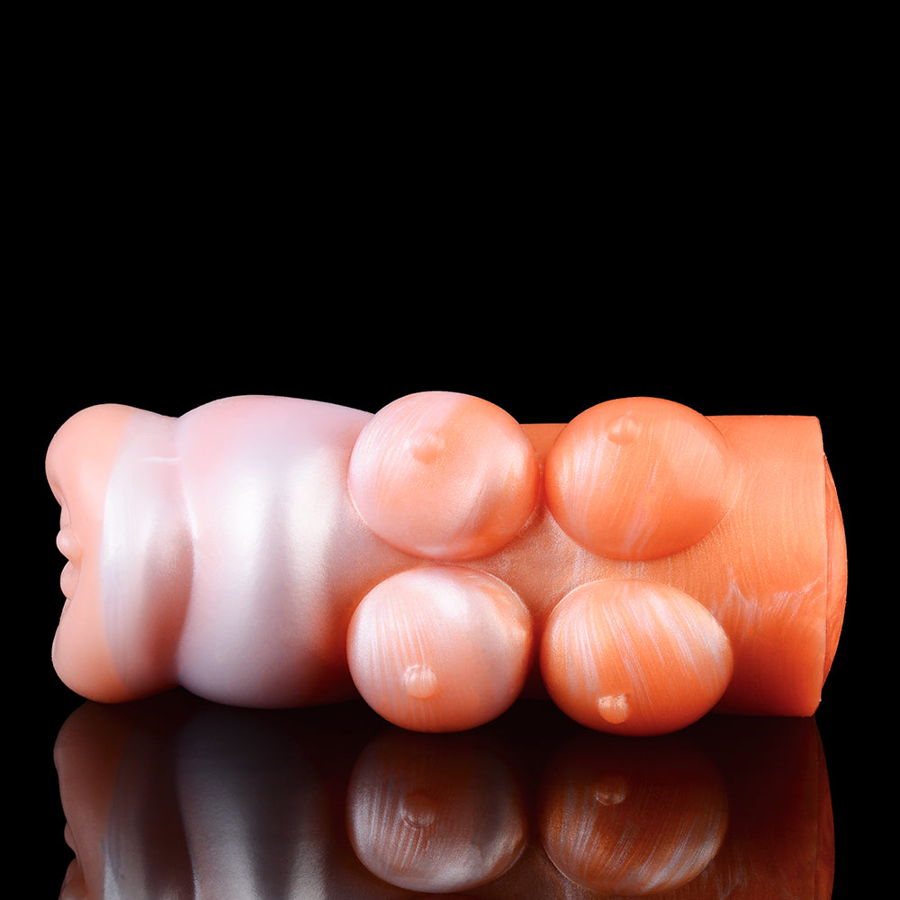 Lyka the Alpha Canine Fleshlight—side view of sculpted ridges and open-end form