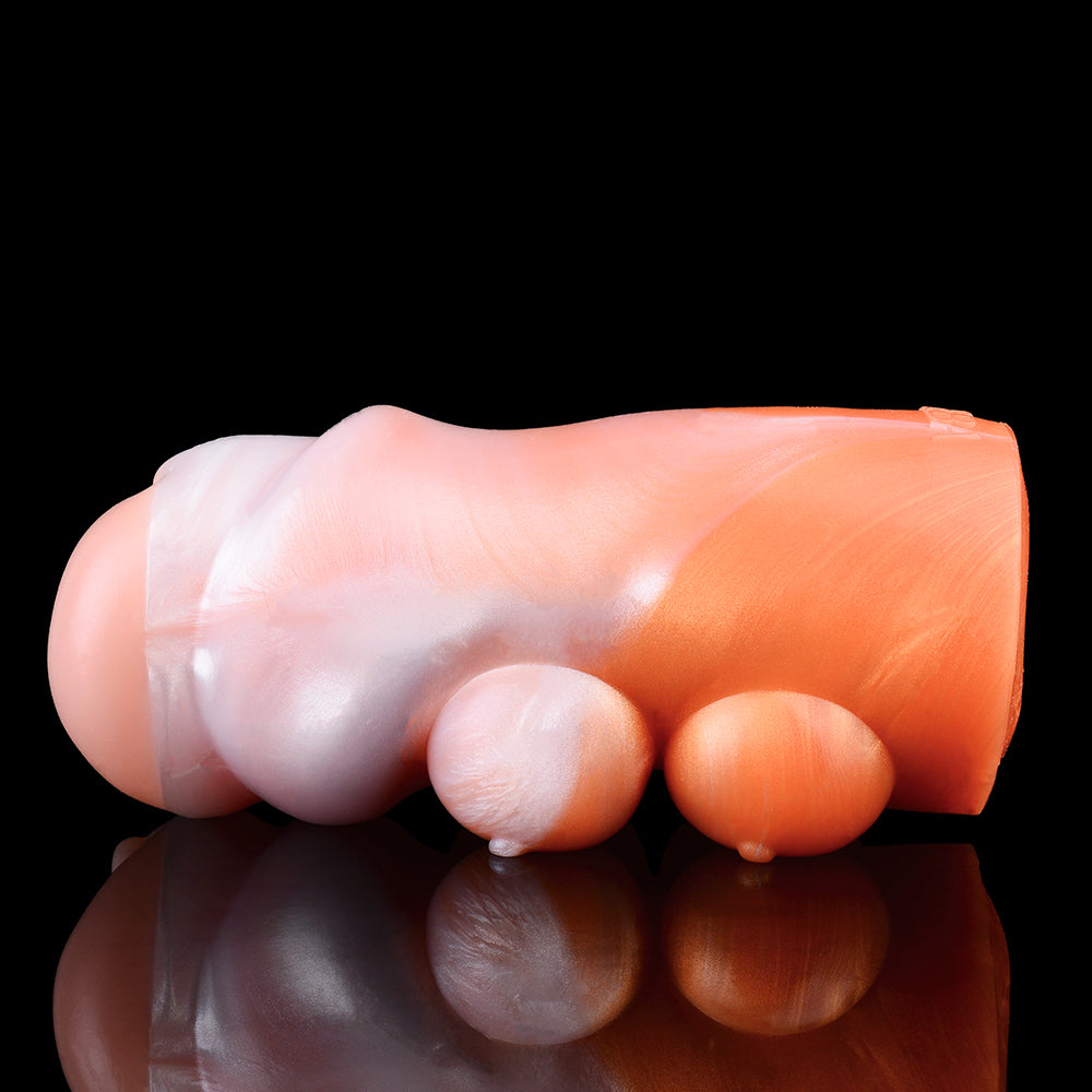 Lyka the Alpha Canine Fleshlight—end cap view with smooth and ribbed sections