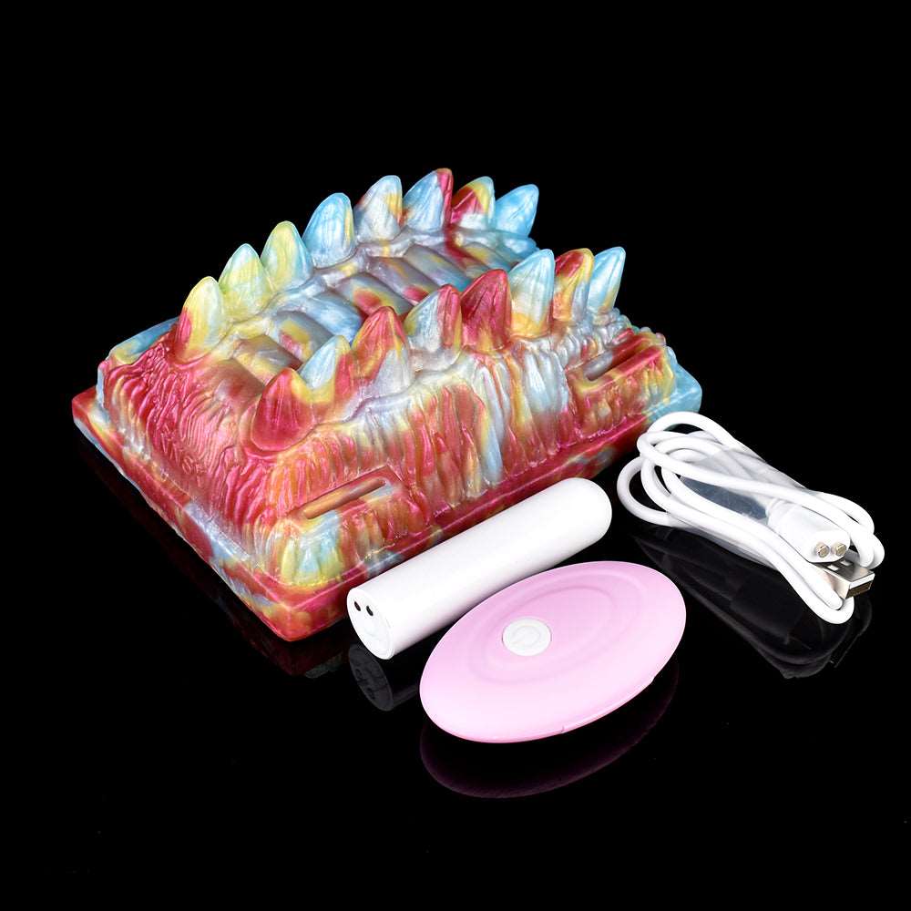 Octopus vibrating grinder with white wand and pink controller, multicolor spikes