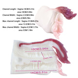 Maßübersicht: Vaginalkanal 14 cm, Anus 10 cm, max. 21 cm/13,5 cm