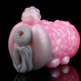 Pink animal-themed fleshlight toy with textured ridged surface and open cavity