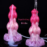 Two pink minotaur squirting dildo views with water jets