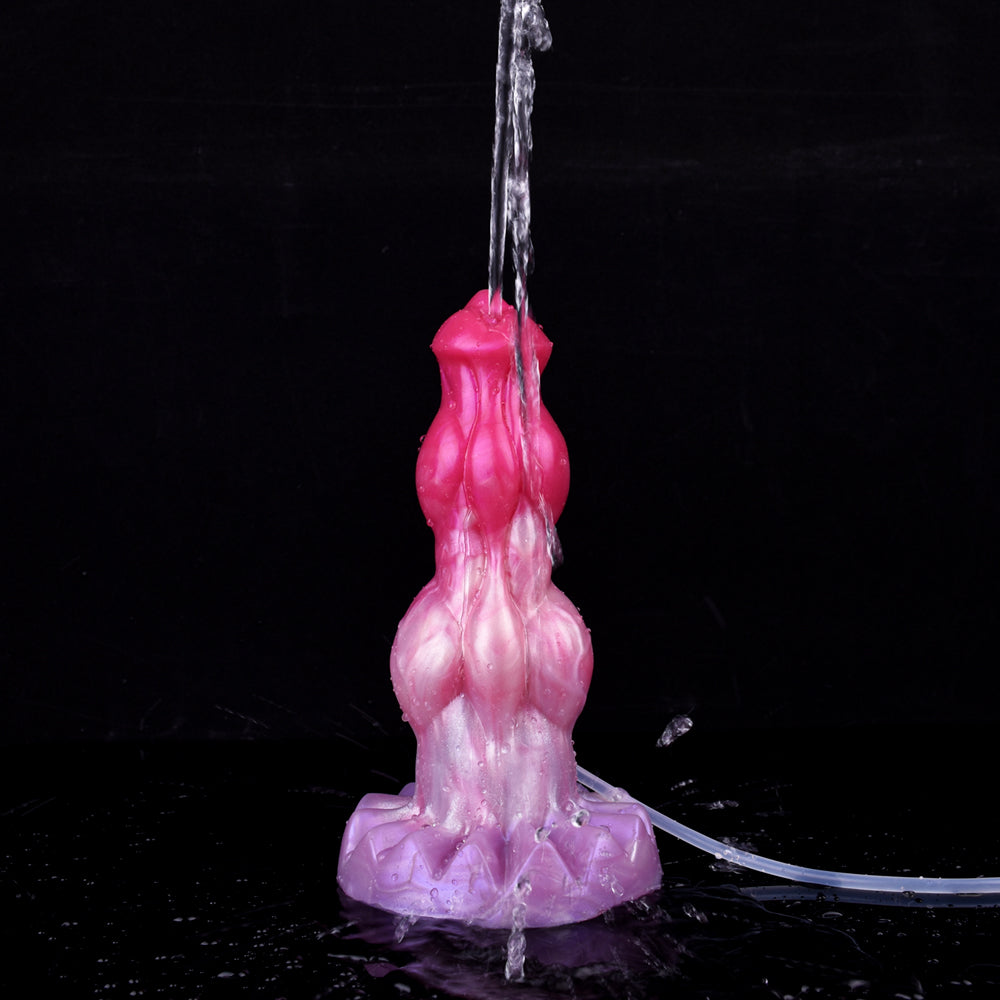 Pink fantasy minotaur squirting dildo with stream and rounded base