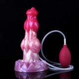 Pink minotaur squirting dildo with attached tube and control bulb