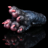Monster paw pocket pussy sleeve, front paw cluster with dark blue fur and pink pads