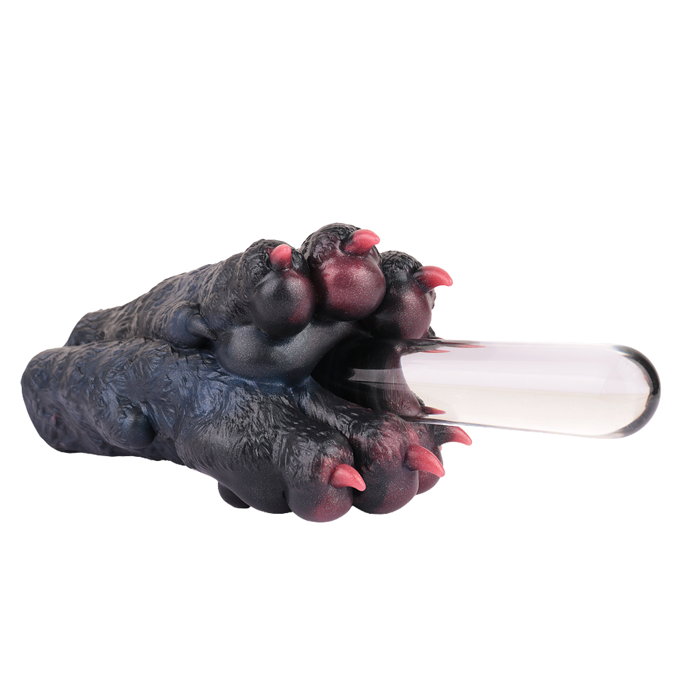 Monster Paw pocket pussy masturbator with dark paw design and translucent insert
