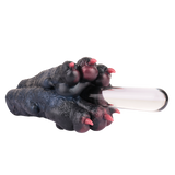 Monster Paw pocket pussy masturbator with dark paw design and translucent insert
