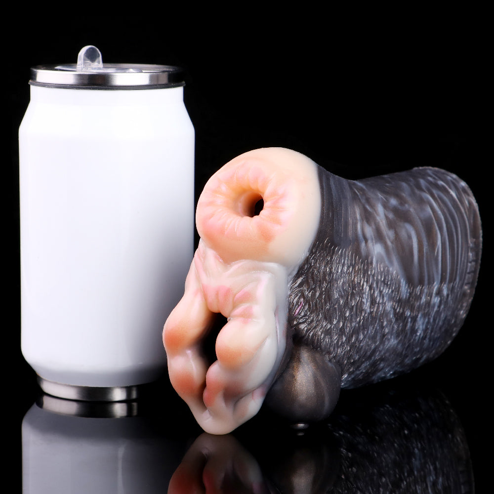 Goat masturbator with two openings, light ends and dark textured body