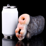 Goat masturbator with two openings, light ends and dark textured body