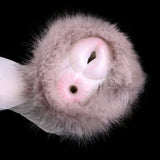 Top view of furry two-hole stroker with two circular openings