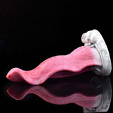 Realistic wolf tongue monster dildo, pink texture, white base