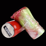 Two-hole dragon fleshlight with red base and open end insert
