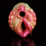 Dragon-head face of two-hole fleshlight, red-pink with two openings