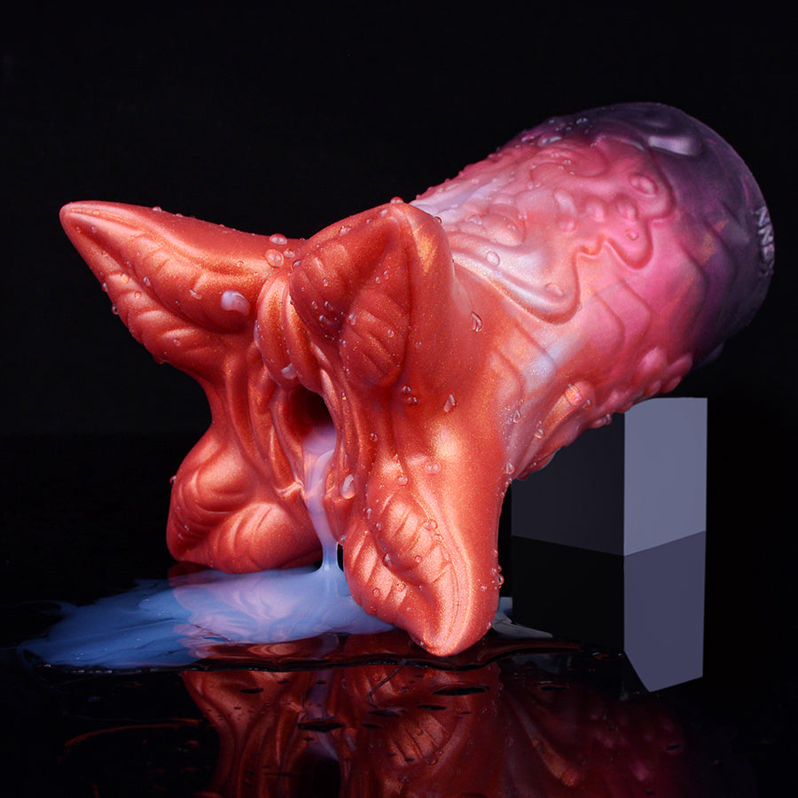 Tentacle fantasy fleshlight with red fins and purple wavy textured body