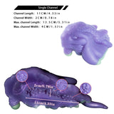 Purple alien figurine shown from above and side, webbed limbs visible