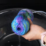 Rainbow harpy fantasy masturbator being filled, open ring opening visible