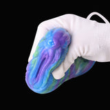 Rainbow harpy fantasy masturbator with white glove cover, ridged colorful surface