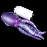 Purple-and-teal octopus fleshlight with white cylinder housing on the end