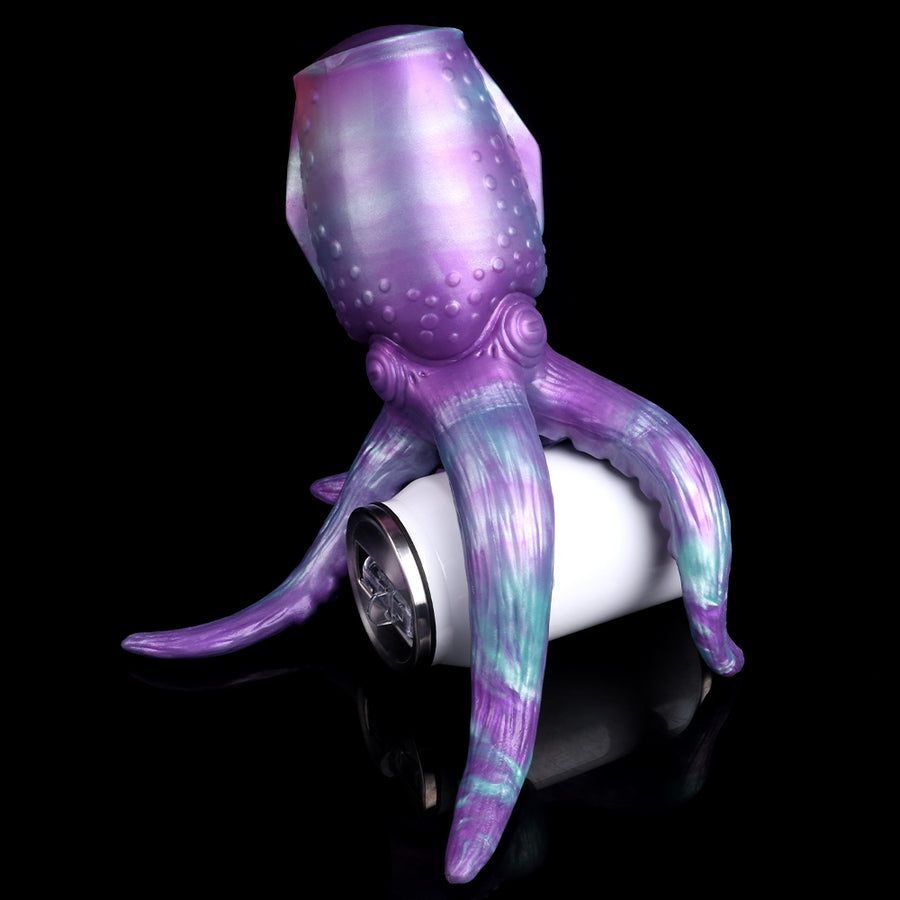 Purple octopus tentacle-style masturbator with ridged suction-cup opening