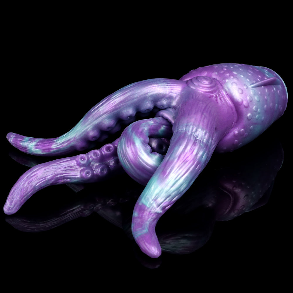 Purple octopus fleshlight with curved tentacles and textured suction-nub surface
