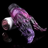 Octopus tentacle masturbator with ribbed handle and purple-black tentacles
