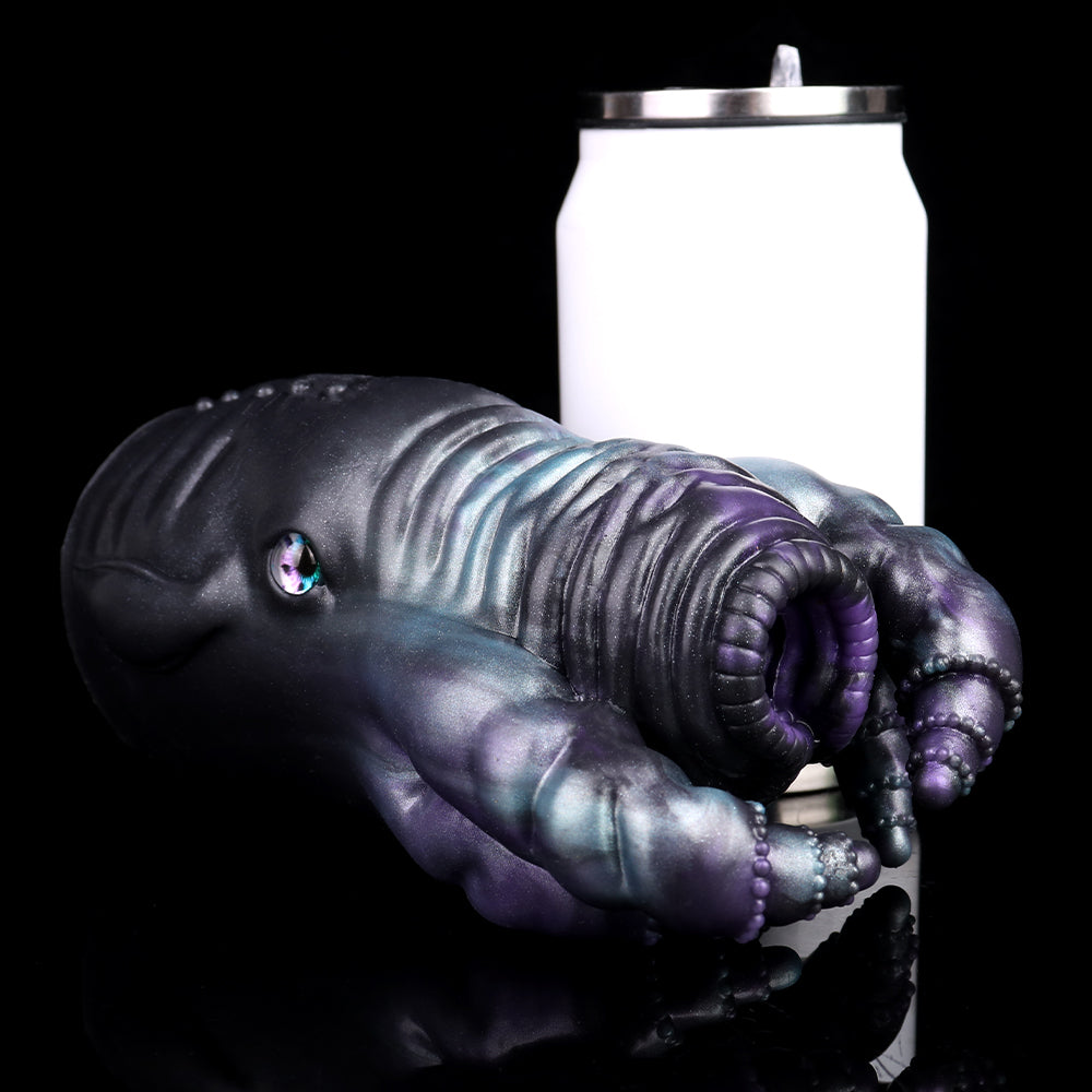 Octopus Hydra stroker with dark tentacles and silver-tipped insert tube