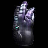Octopus Hydra stroker, front view with glowing eye and purple tentacle tips