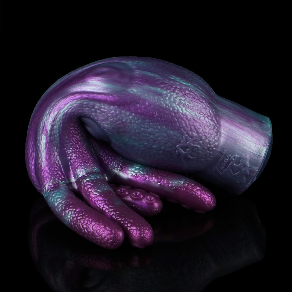 Tentacle masturbator end view: curled tentacles around an opening, purple textured finish