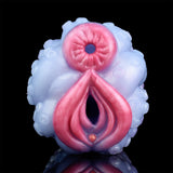 Octopus Orana fantasy vibrator, close-up of blue-and-pink face opening with textured tentacles