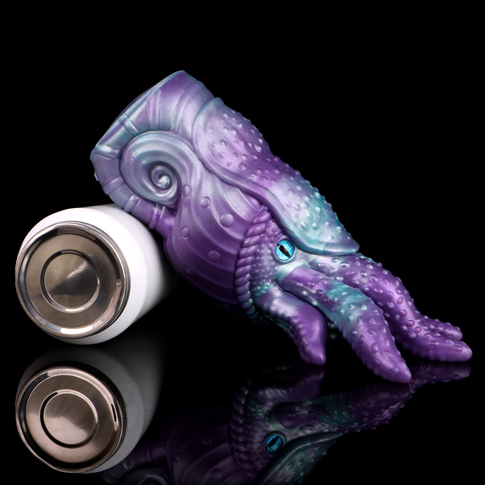 Octopus Qhela side view with cylindrical insert ends and purple/teal tentacles
