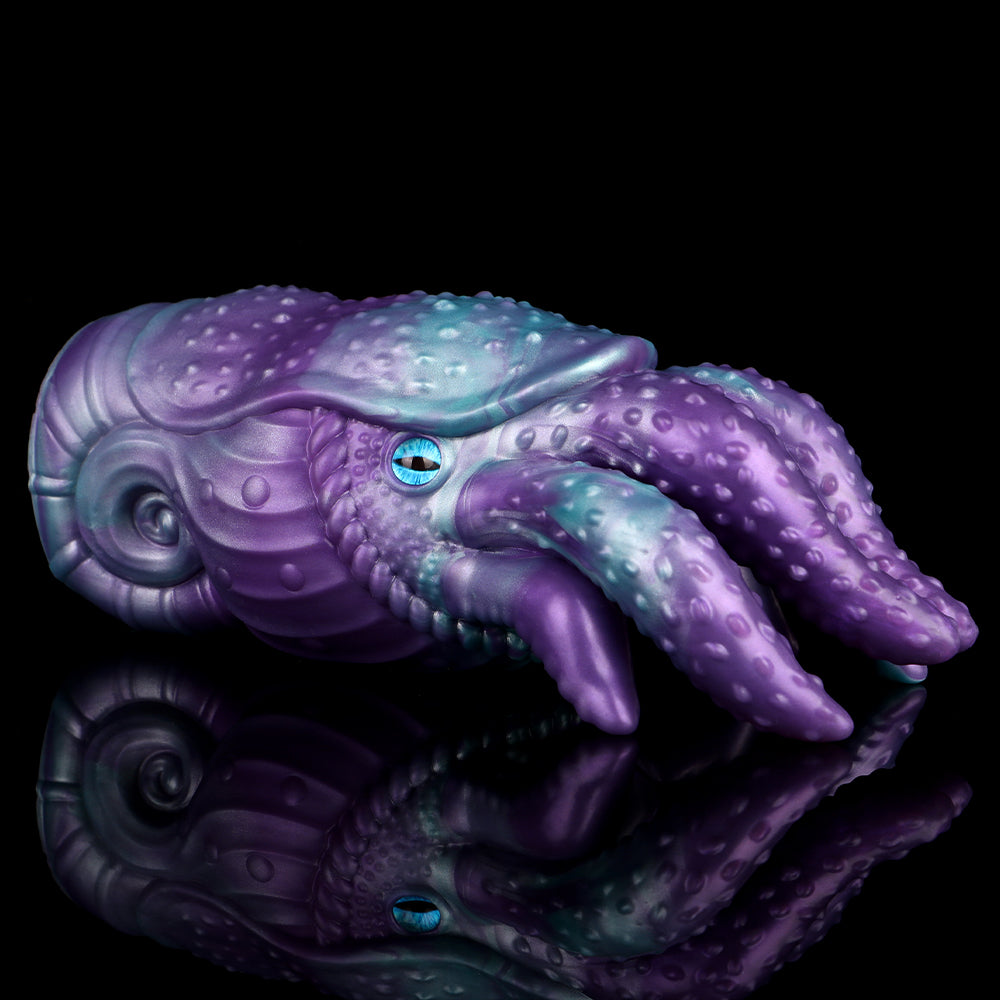 Octopus Tentakel-Masturbator von DirtyToyz, violett mit blauen Augen und Saugnoppen