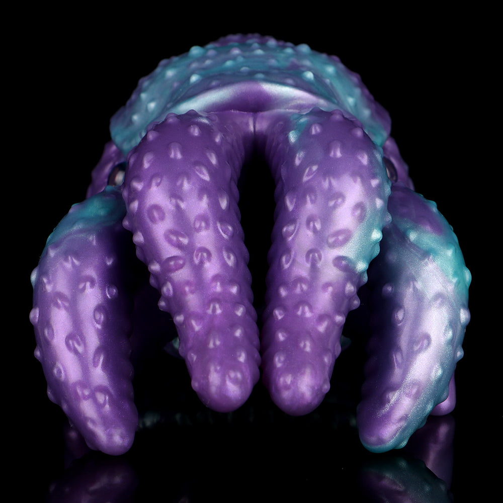Octopus Tentakel-Masturbator: violette, texturierte Tentakel mit türkisfarbenen Akzenten