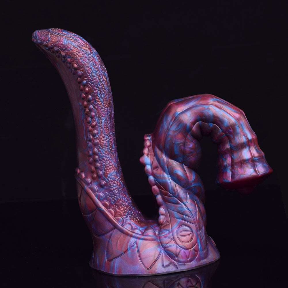 Gebogener Monster-Dildo/Tentakel-Buttplug mit Noppen-Details am Schaft